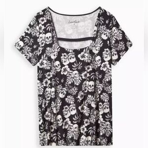 Torrid LoveSick Strappy Tee - Super Soft Tropical Skulls Black Size 2X NWT